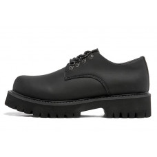 Derby shoes men's spring low-top all-match commuter work shoes thick-soled black casual leather shoes